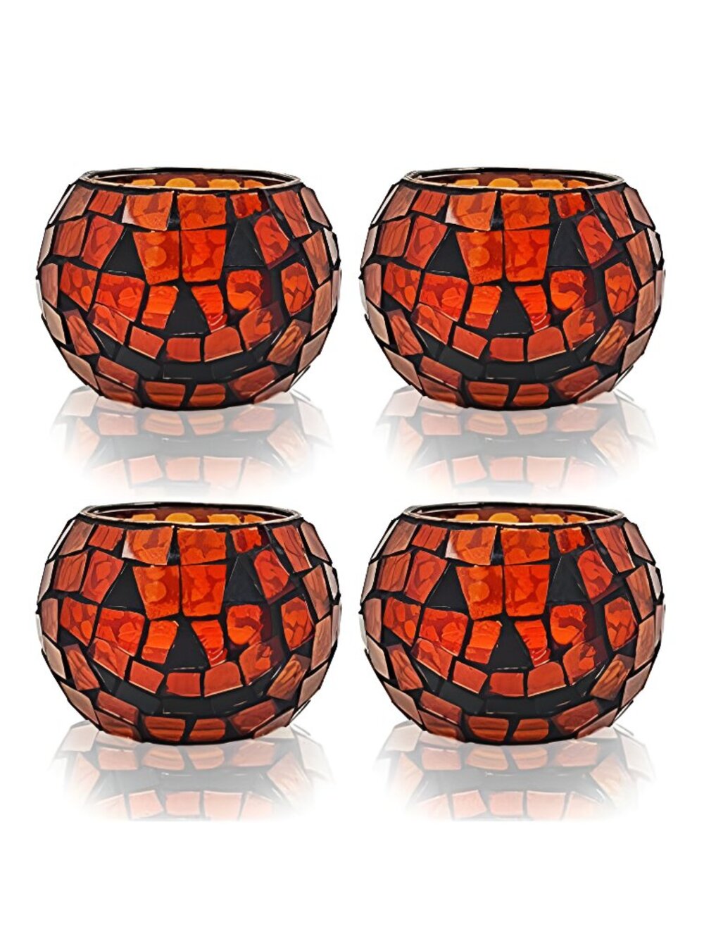 Halloween Candles Holder Set of 4, Grimace Tealight Holders, Handmade